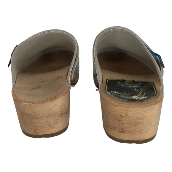 Across Floral Print Leather Swedish Wooden Clogs - Picture 5 of 12